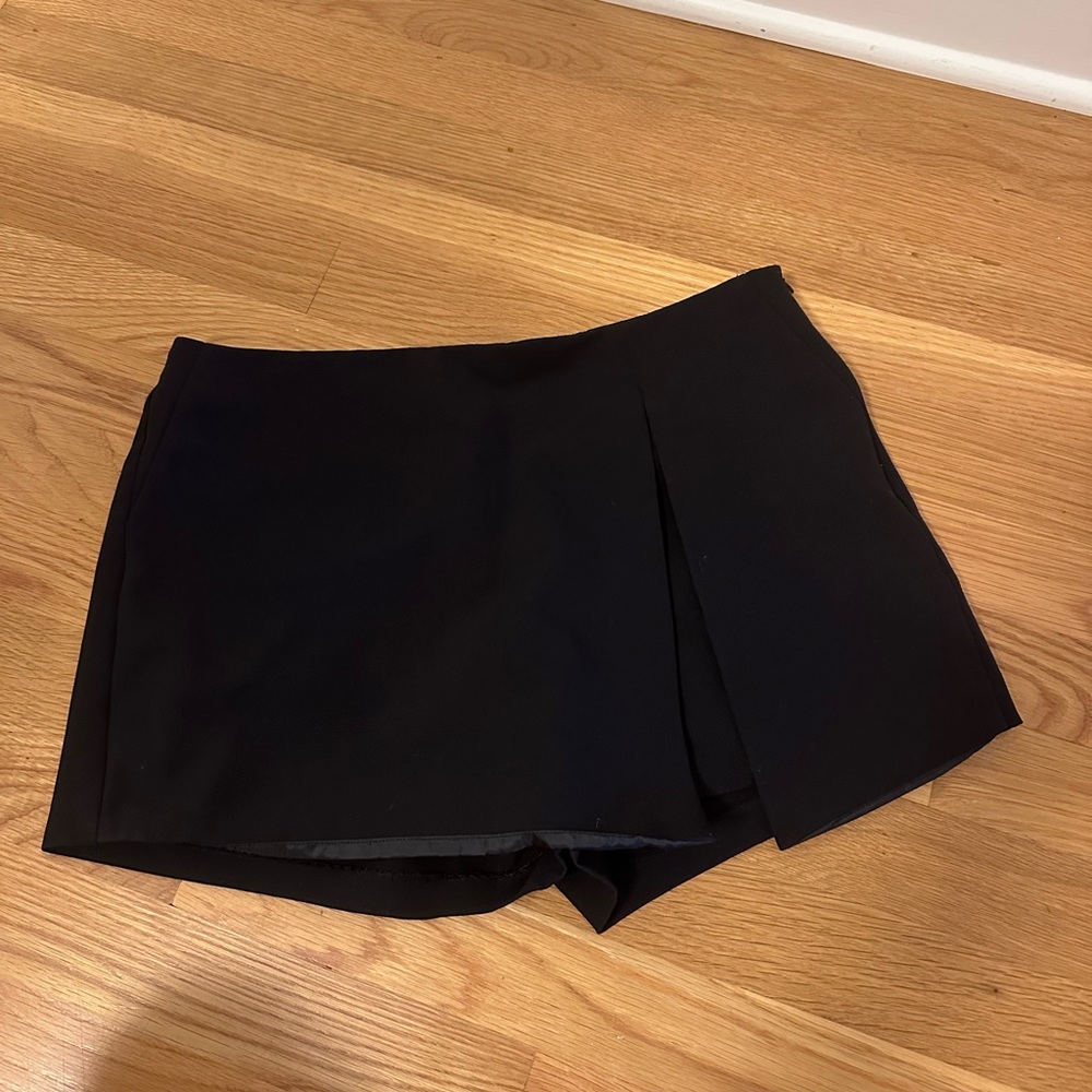 Zara Black Women's Skort Shorts with Front Wrap Panel